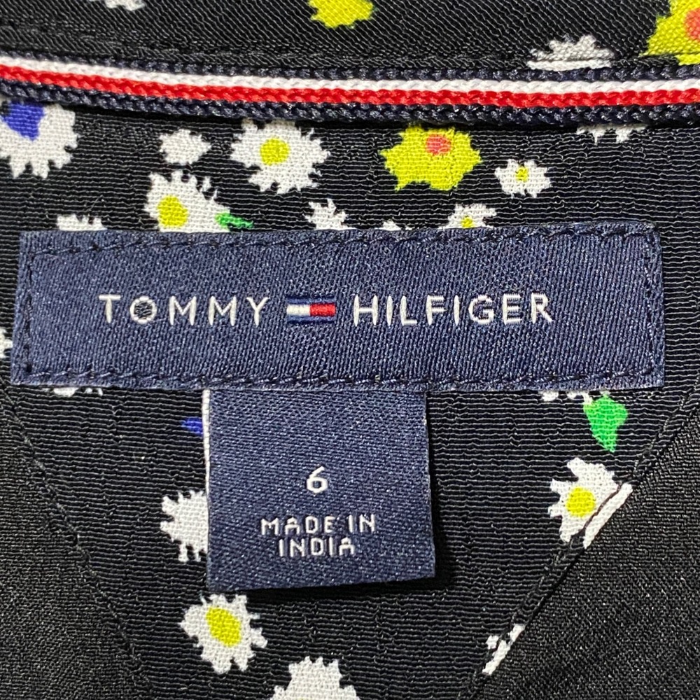Tommy Hilfiger Girls Floral Button Front Dress Size 6 Black Bloomcore Flowers - Picture 5 of 7